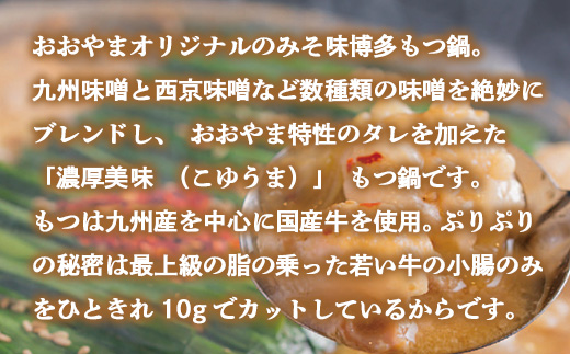 【定期便3ヶ月】博多もつ鍋おおやま　みそ味　3人前　AH024