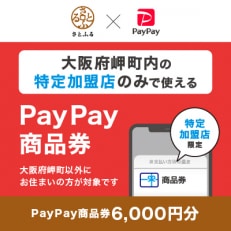 大阪府岬町　PayPay商品券(6,000円分)※地域内の一部の加盟店のみで利用可