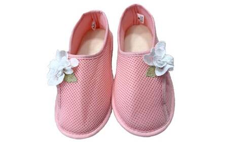 室内シューズ ピンク (前閉じ) L Lサイズ 入院用 介護用 靴 母の日 ギフト くつ ルームシューズ 雑貨 F4F-8156