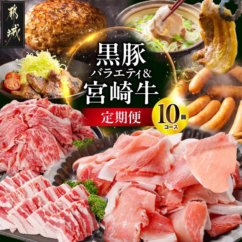 【10回定期便】選んで損なし!黒豚バラエティ&宮崎牛定期便〔TAA10-10-N4-012〕_(都城市) 