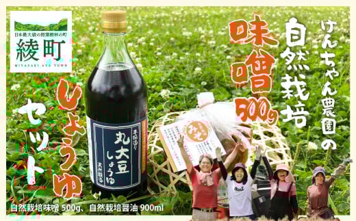 けんちゃん農園 自然栽 培味噌（小）・ しょうゆ セット