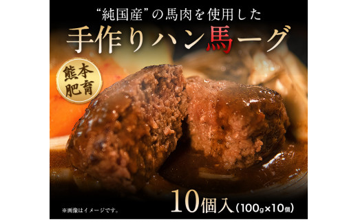 手作りハン馬ーグ 《30日以内に出荷予定(土日祝除く)》 100g×10個 馬肉100%配合！【熊本肥育】---gkt_fkgumburg_30d_23_12000_10k---