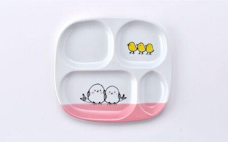 【波佐見焼】子ども食器セット「シマエナガ」プレート・ミニマグカップ・茶椀 ピンク【大新窯】[DC191]