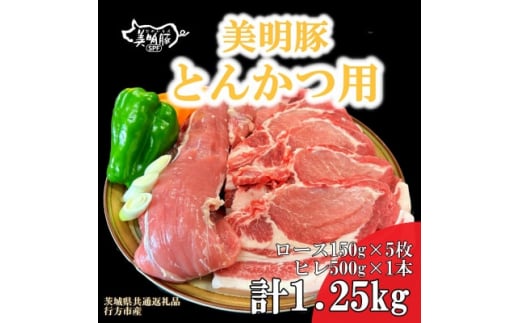 ＜美明豚＞とんかつ用(ロース150g×5枚+ヒレ500g×1本 )(茨城県共通返礼品・行方市産)【1446648】