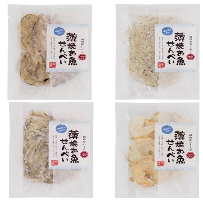 【ふるさと納税】※5000円以下の為マルチ非公開※薄焼お魚せんべい　【いわし・ちりめん・いりこ・むきえび】各5g　食べ比べ4袋セット　 | 魚介類 水産 食品 人気 おすすめ 送料無料