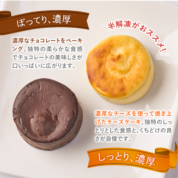 濃厚ショコラ・チーズケーキ (合計10個・2種×5個) チーズケーキ チーズ スイーツ 冷凍 お菓子 おやつ 焼き菓子 お取り寄せ 大分県 佐伯市【AJ75】【(有)ケーキ大使館クアンカ・ド−ネ】
