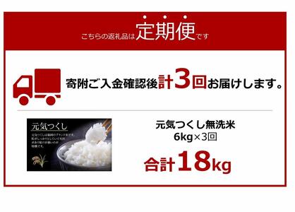 【3ヶ月定期便】元気つくし無洗米2kg×3袋　令和7年産(計6kg×3回)｜米 飯 元気つくし ブランド　定期便