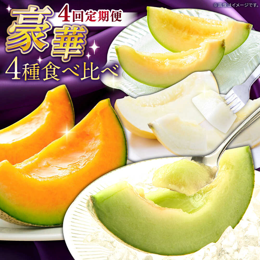 【2026年4月下旬〜発送】【4回定期便】メロン 4種 食べ比べ / プリンスメロン イエローキング タカミレッド タカミメロン / メロン めろん フルーツ 果物 / 南島原市 / 南島原果物屋 [SCV045]