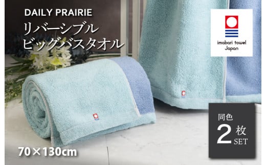 （今治タオルブランド認定品）DAILY PRAIRIE リバーシブルビッグバスタオル 2枚セット （ミント／ブルー） [I002960BBT2MT/B] 今治タオル タオル 今治バスタオル ビッグバスタオル ギフト ギフトセット お祝い 贈り物 日本製
