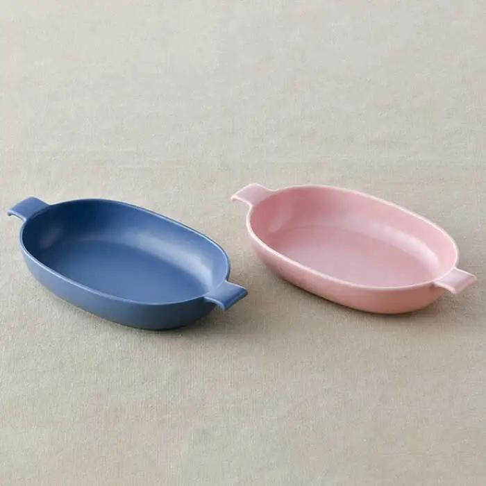 【波佐見焼】オーブンウェア グラタン皿 ピンク・ブルー ペアセット 食器 皿 【光春窯】 [XD61] 波佐見焼
