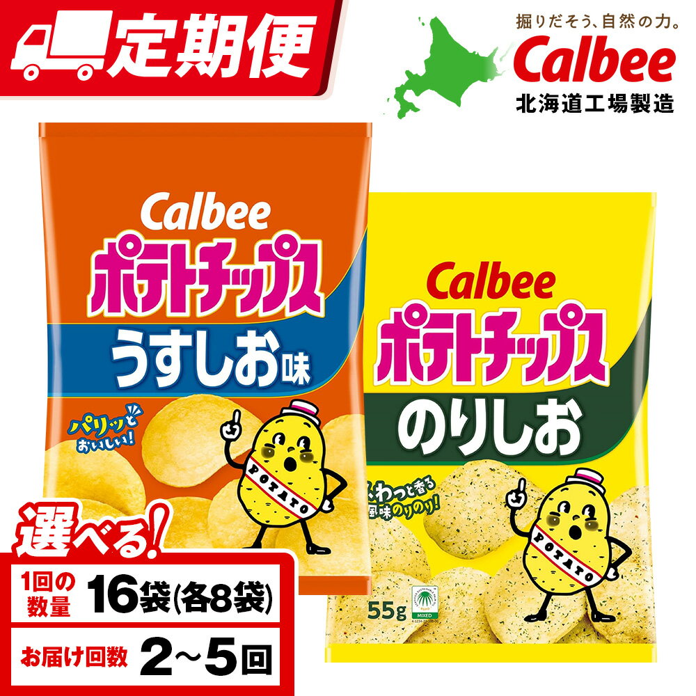 【ふるさと納税】【選べる定期便】カルビーポテトチップス 2種セット うすしお・のりしお 各8袋 《千歳工場製造》スナック お菓子 北海道 千歳 ポテチ ポテトチップス 北海道ふるさと納税 千歳市 ふるさと納税 ギフト ふるさと納税