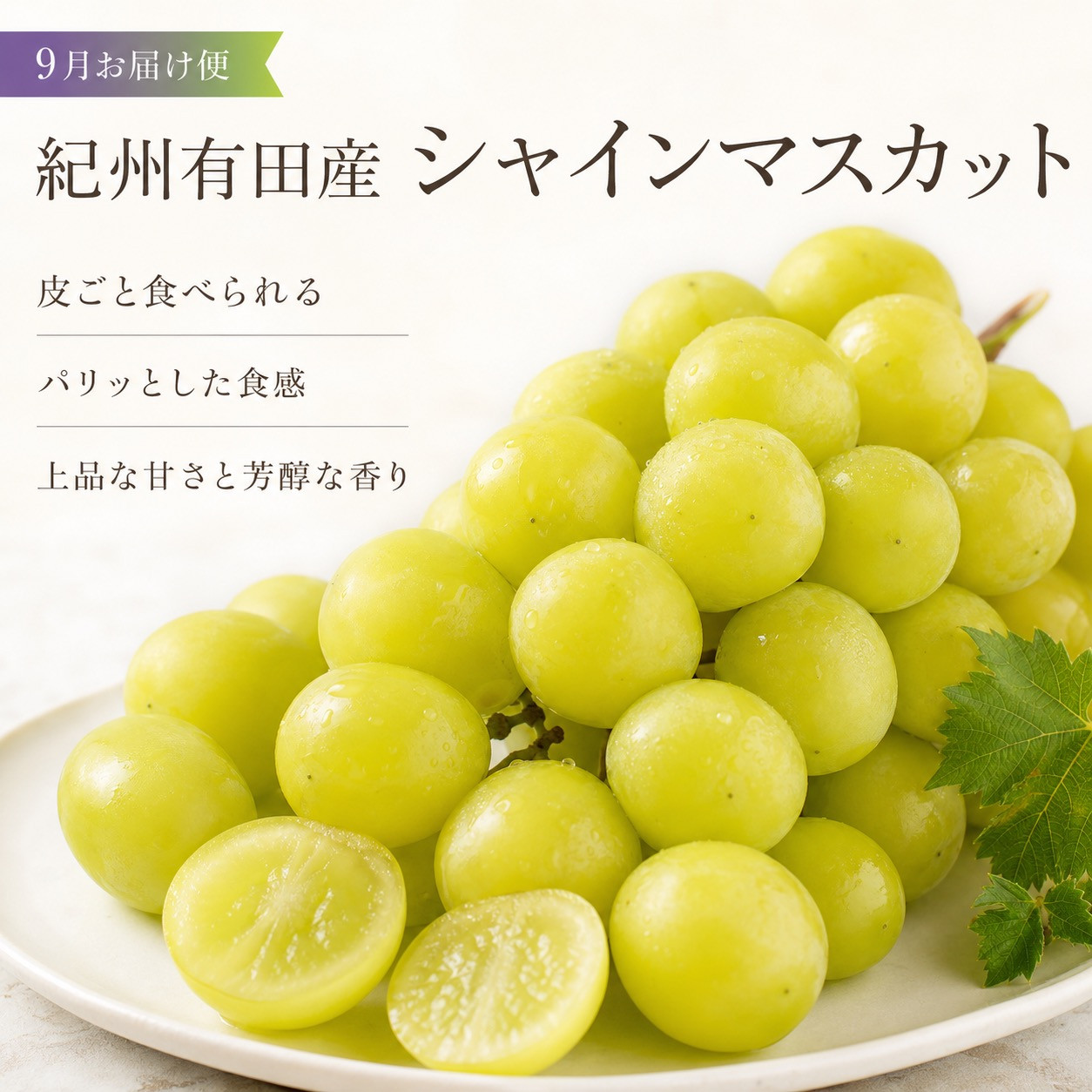 定期便 8・9月発送 紀州有田産旬のフルーツセット（梨×3玉 化粧箱入・シャインマスカット×2房（約1kg?1.4kg））