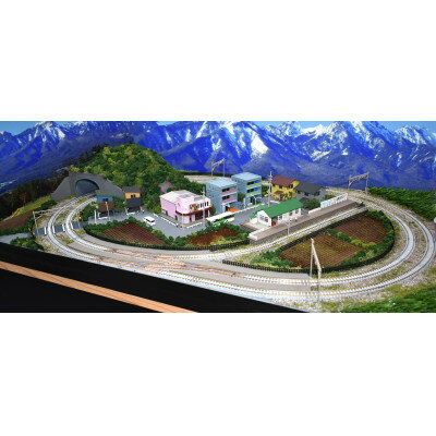 【ふるさと納税】Nゲージ 鉄道ジオラマレイアウト 複線 引込駅 90×60cm(片渡り線)【1590422】