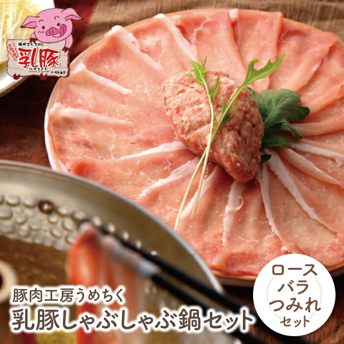 【ふるさと納税】乳豚しゃぶしゃぶ鍋Aセット(ロース・バラ・つみれ) 豚肉工房うめちく 福岡県産 豚 ブランド肉 セット ギフト 国産 送料無料