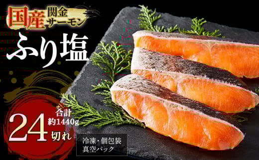 【1切れずつ真空冷凍】 関金サーモン ふり塩切り身 1.440g（60g×24切れ） マス トラウトサーモン 鮭 さけ シャケ 国産鮭 ふり塩鮭 鮭切身 サーモン 国産サーモン サーモン切身 養殖サーモン 真空冷凍 小分け