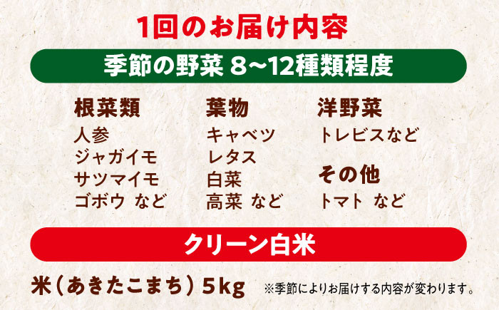 【全6回定期便】旬のお野菜+クリーン白米【ふるさと納税限定】