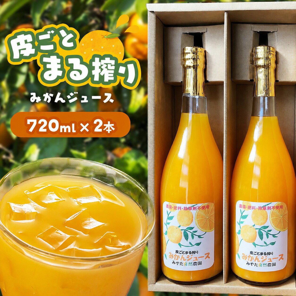 【ふるさと納税】皮ごとまる搾り みかん ジュース 720ml×2本 | みかん 柑橘 ジュース ストレートジュース 完熟 熊本県 玉名市 送料無料