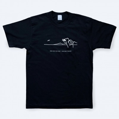「知床トコさん」×久米繊維　コットンTシャツ　双眼鏡柄/黒　Sサイズ　半袖【配送不可地域：離島・沖縄県】