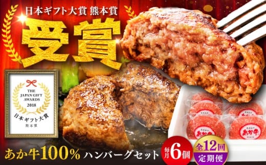 【全12回定期便】【限定数量】熊本和牛あか牛ハンバーグセット　約120g×6個 / ハンバーグ あかうし あか牛 たっぷり 赤牛 肉 大賞 100% にく niku ブランド 旨み 熊本県 菊陽町【有限会社　三協畜産】[BHAS035]