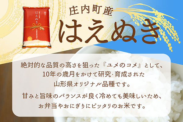 庄内町産 はえぬき 15kg 5kg×3袋 令和7年産 2025年産 ブランド米 コシヒカリの原点、亀の尾発祥の地 庄内 15kg（5kg×3袋）