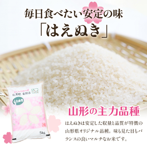 【令和7年産米】★2025年11月後半発送★はえぬき 10kg（5kg×2袋）山形県 東根市産　hi002-032-113-1　お米 米 精米 白米 2025年産 ブランド米 ご飯 おにぎり 弁当 小