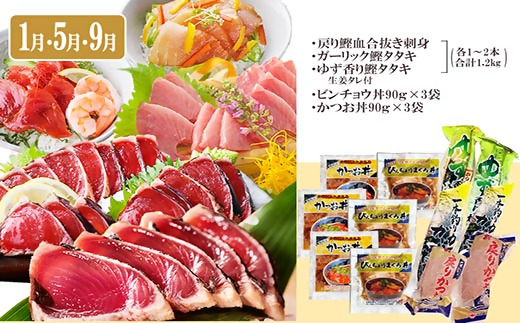 定期便(2回配送)一本釣りかつお・まぐろ三昧　(さつまあげも) DD-6005【1166750】 _ 定期便 まぐろ 魚介 海鮮 かつお 鰹 まぐろ 鮪 びんちょうまぐろ まぐろ丼 かつおたたき 海鮮丼