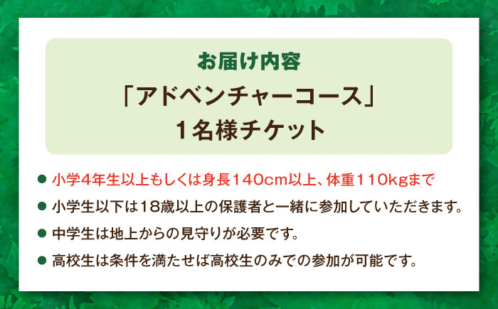 ダイナミックでスリリングな樹上体験を！ アドベンチャーコース チケット (1名様) / 自然 アウトドア アクティビティ 体験 / 大村市 / フォレストアドベンチャー [ACCH004]