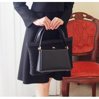 ふるさと納税 御代田町 【濱野皮革工藝のフォーマルバッグ】コキーユ(ブラック×ゴールド) |  | 02