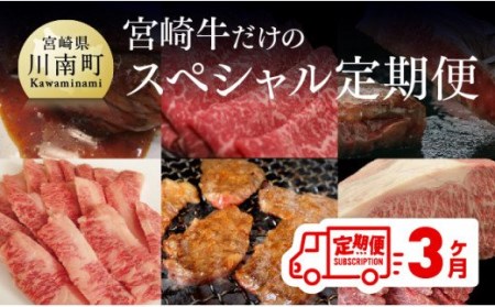 【定期便】 宮崎牛だけの スペシャル便 3ヶ月コース 【肉 牛肉 国産 黒毛和牛 肉質等級4等級以上 4等級 5等級 定期便 全3回 スライス 焼肉 ステーキ】