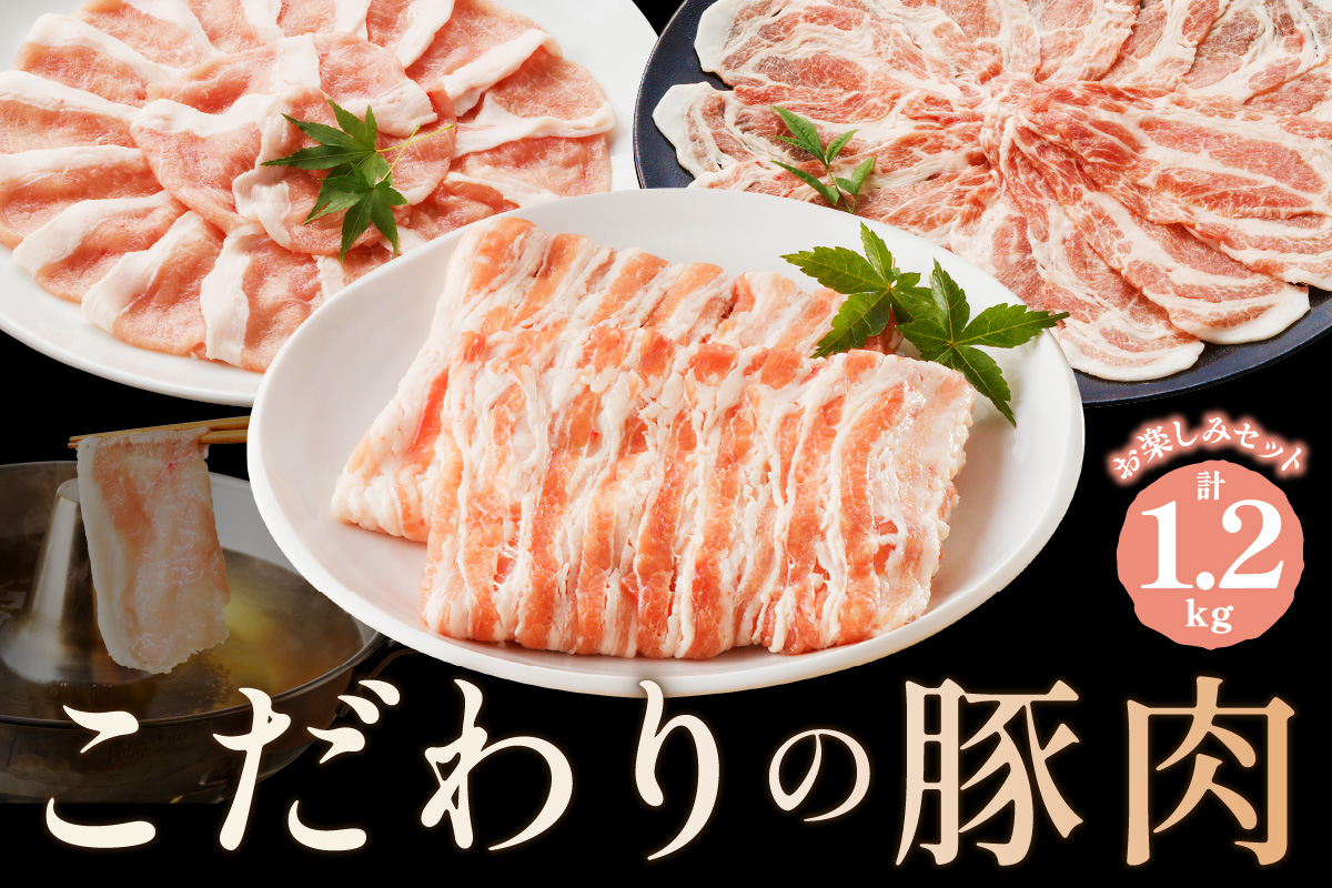 京都産こだわりの豚肉　お楽しみセット　1.2kg（ロースまたは肩ローススライス300g×2パック、バラスライス300g×2パック）　TN00013