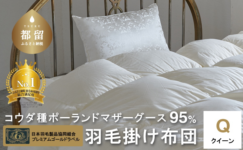【プレミアムゴールドラベル】コウダ種ポーランドマザーグース95%羽毛肌掛け【クィーン】【新津】