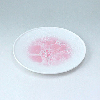 有田焼 泡 frame ラウンドプレート 16cm Pink【やま平窯】食器 器 うつわ 磁器 陶磁器 皿 プレート 取皿 中皿 ピンク 海 ギフト A20-652