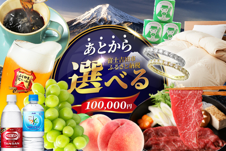 あとからセレクト【ふるさとギフト】１０万円 コーヒー あんこ ヘアケア 天然水 炭酸水 ふとん 布団 餃子 ふじやまビール シャインマスカット 桃 シチズン