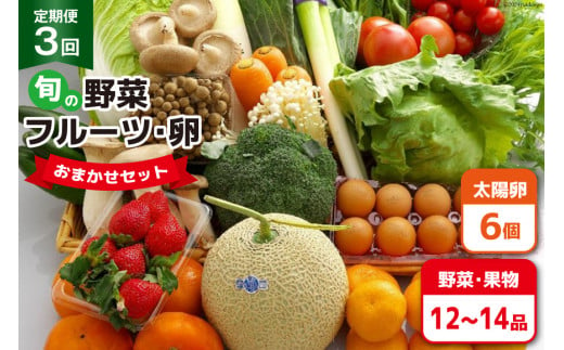 BF057 【3回定期便】旬の野菜・フルーツ (12〜14品目)・卵 (6個) おまかせ セット【 野菜 果物 卵 やさい くだもの 果物 タマゴ たまご 詰め合わせ 江戸屋 長崎県 島原市 】