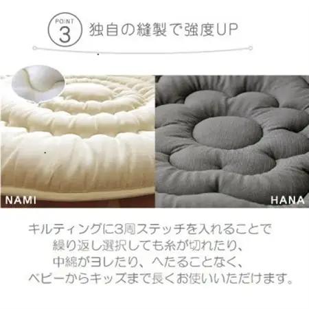 日本製直径110cmプレイマットラウンドマット花キルトダブルガーゼ　グレー_雑貨・日用品  家具・インテリア _【1514299】