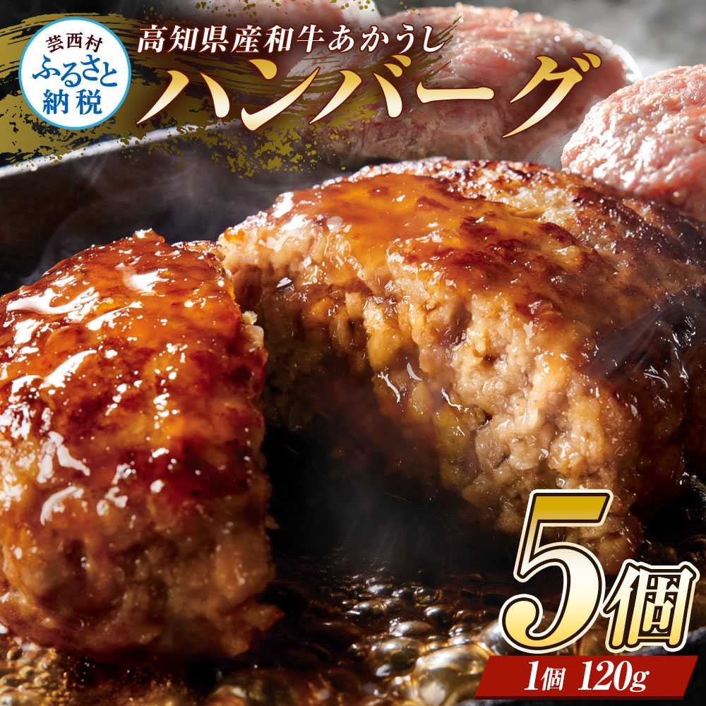 CDM003　 創業50年老舗レストランの幻の和牛あかうしハンバーグ120g×5コ（ソース無し）人気惣菜 数量限定 牛肉 豚肉  故郷納税 9000円 焼くだけ 溢れる肉汁 土佐あか牛 ハンバーグ 小分け 緊急支援品 