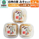 【ふるさと納税】白神の恵 みそセット（つぶ味噌2個・こし味噌1個）800g×3個 計2400g 無添加