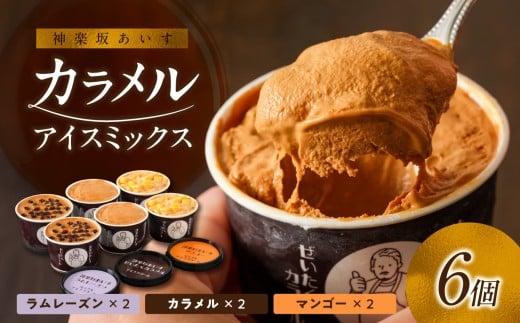 [神楽坂あいす]カラメルアイスミックス（6個セット） アイス アイスクリーム デザート スイーツ カラメル ラムレーズン マンゴー イタリアン ブランデー シンプル 人気 東京 新宿 神楽坂 グラッパ 0158-002-S07