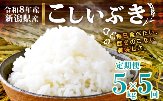 【令和8年産 先行予約】 新潟県産 こしいぶき 5kg 5か月 定期便 新発田産 新潟 ふるさと納税 米 お米 白米 米 お米 こめ コメ ライス ご飯 ごはん 美味しい 贈り物 国産 新潟県 新発田市 お取り寄せ 産地直送 アグリ中俵 nakatawaraKI002_1