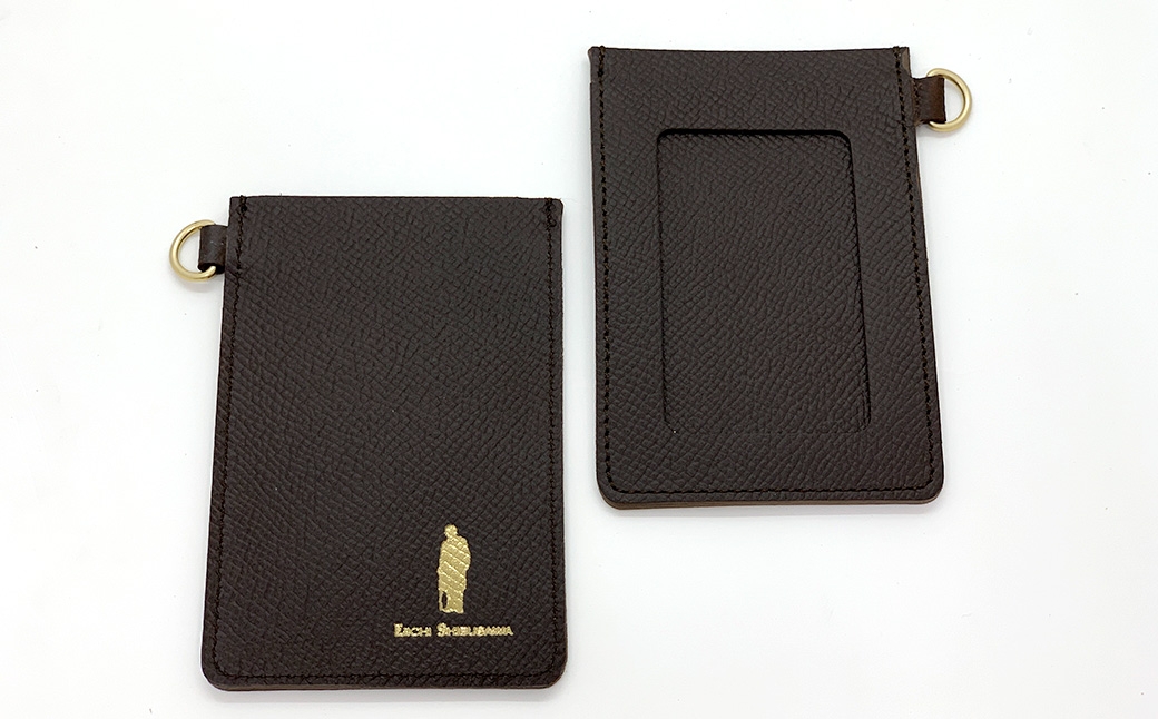 渋沢栄一翁 パスケース （ ダークブラウン ） ケース フランス革 小物 牛革 革 革製品 収納 収納品