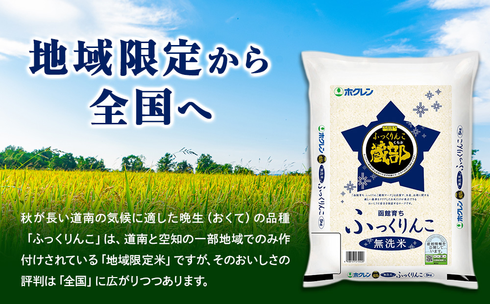 新米 無洗米 ふっくりんこ 2kg 【JA新はこだて】