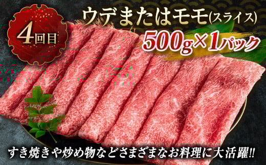 【令和7年10月から毎月配送】赤身肉の4か月定期便 数量限定 黒毛和牛 赤身 牛肉 お楽しみ 定期便 総重量1.7kg 肉 焼肉 ステーキ すき焼き しゃぶしゃぶ スライス ブロック 牛丼 赤身もも 