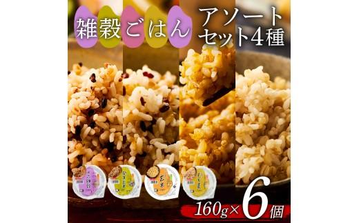 雑穀ごはん アソートセット 4種 160g 6個 十六雑穀 発芽玄米 玄米 もち麦 パックごはん パックご飯 ごはんパック ご飯パック パックライス パック 16雑穀 雑穀 米 ごはん ご飯 こめ ラ