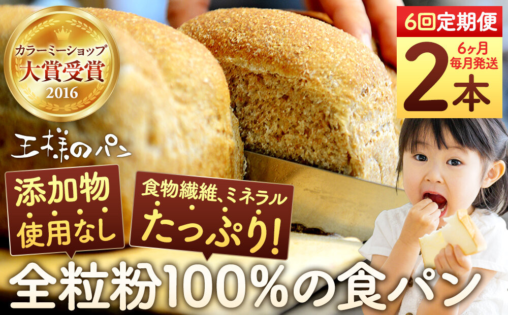 【6回定期便】 全粒粉 100％の 食パン 2本_05811