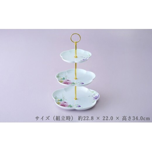 有田焼 花かれん 3段ケーキスタンド【大慶】食器 器 うつわ ケーキスタンド パーティ アフタヌーンティー スイーツ皿 ギフト プレゼント ci066_イメージ4