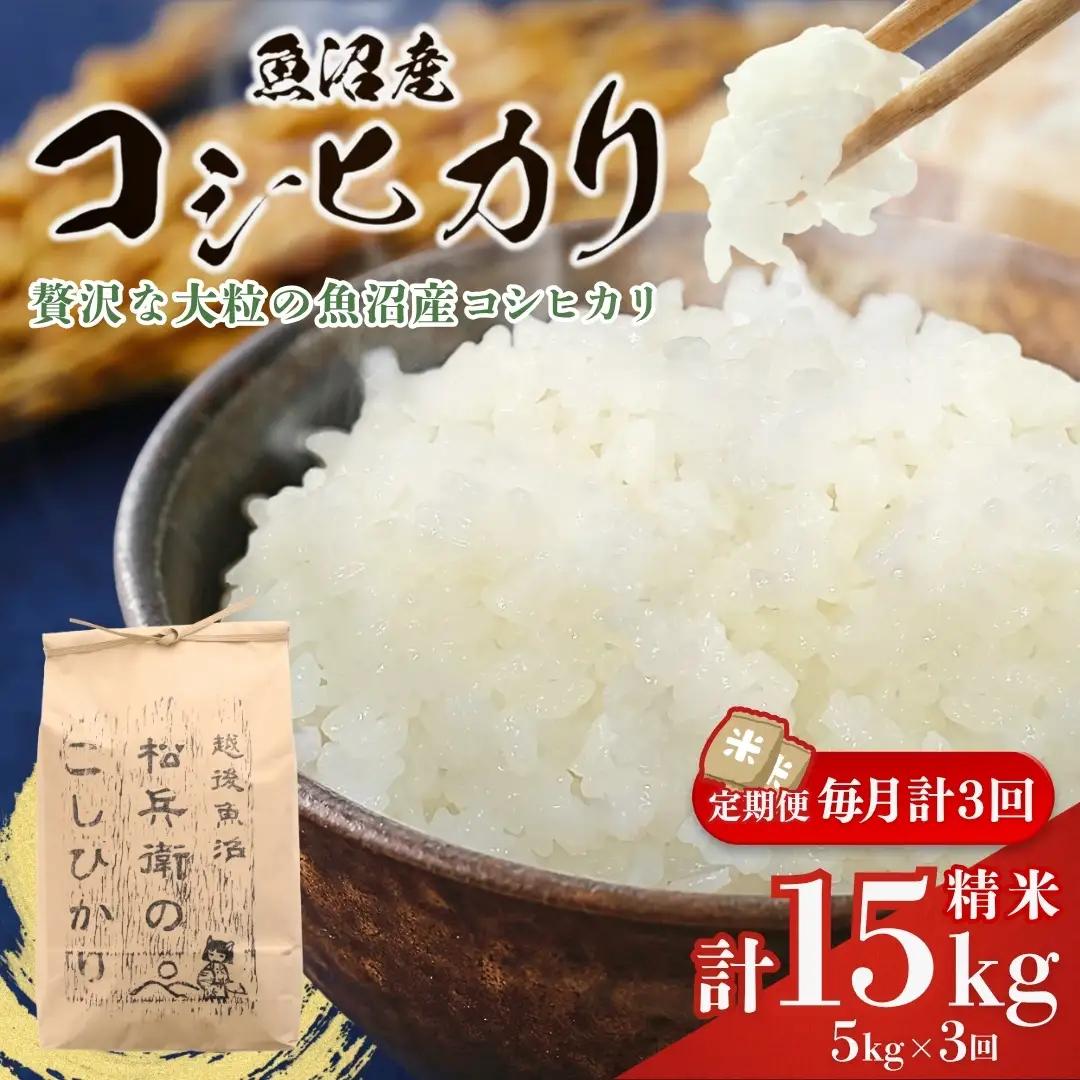 魚沼産コシヒカリ 新米 5kg×3か月連続お届け 山口松兵衛 従来品種 | 15キロ 定期便 コシヒカリ 令和8年