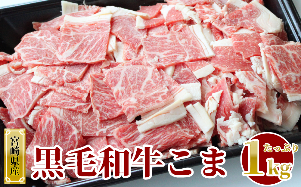 宮崎県産 黒毛和牛 こま 500g×2パック 計1kg [マルミヤストア 宮崎県 美郷町 31ag0073] 肉 牛 牛肉 小間 冷凍