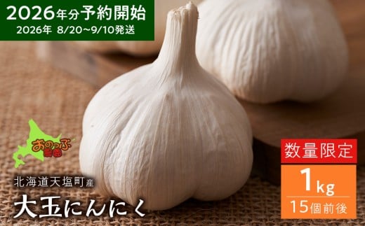 2026年分予約開始★北海道産大玉にんにく1kg《おのっぷ農園》