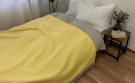 【イエロー】フリンジ付き ブランケット 綿100% NCK-1 YE