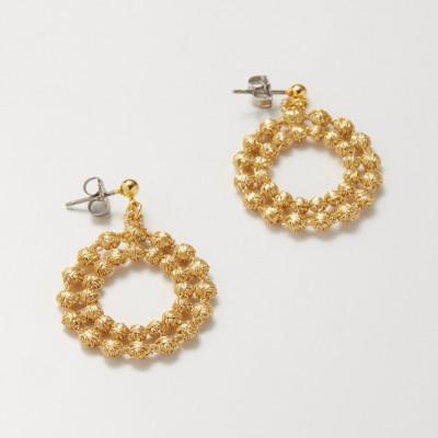 ふるさと納税 桐生市 刺繍ピアス　ドイリーピアス(ゴールド) |  | 01